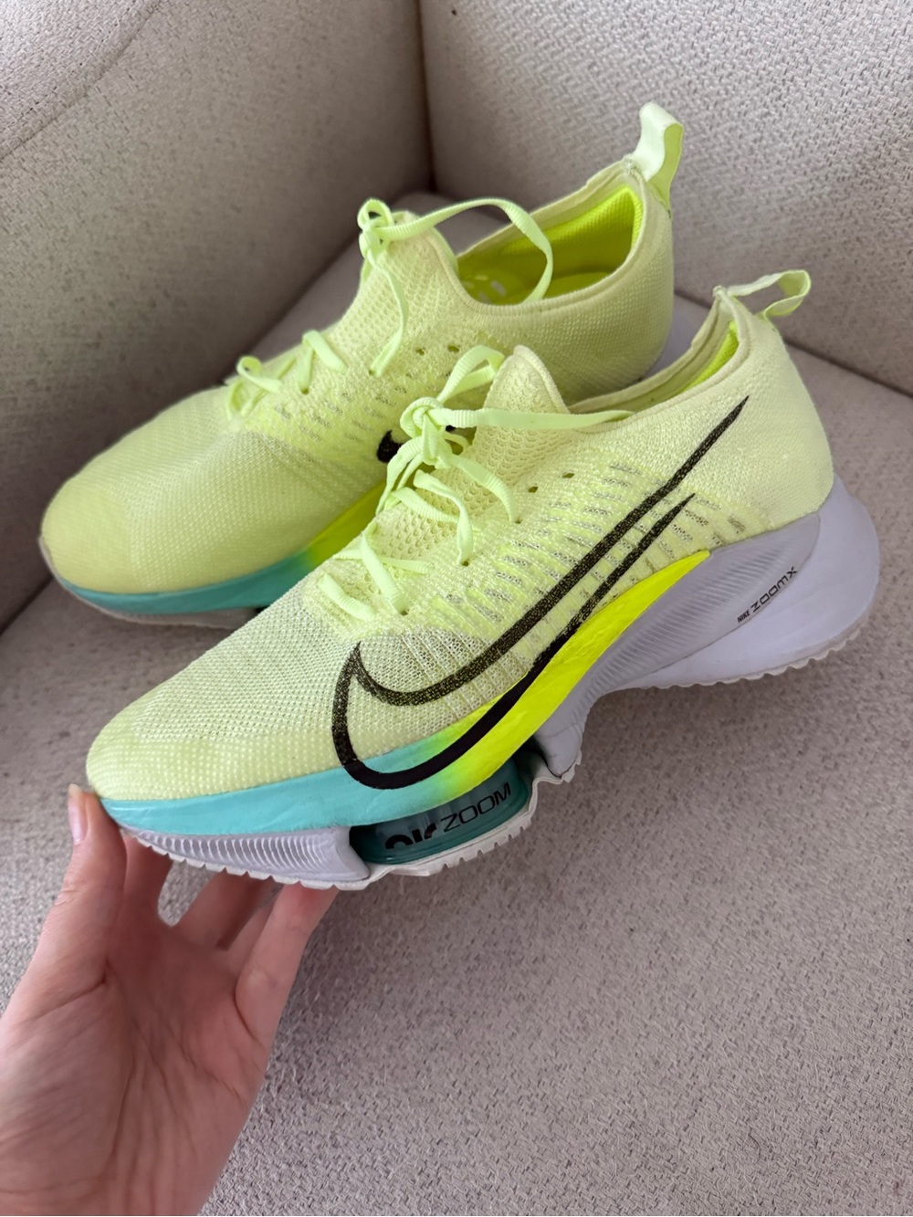 Nike Women's Running Shoes in Neon Yellow with Black Swoosh